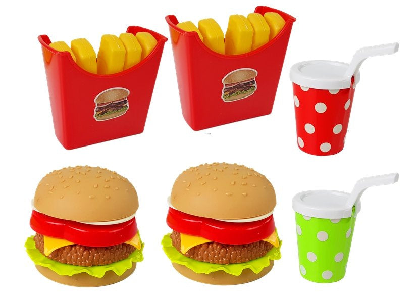 Set Hamburgera i pomfrita sa pladnjom - crveni