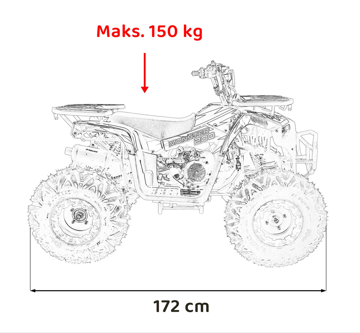 Quad na benzin MONSTER 200CC - crveni