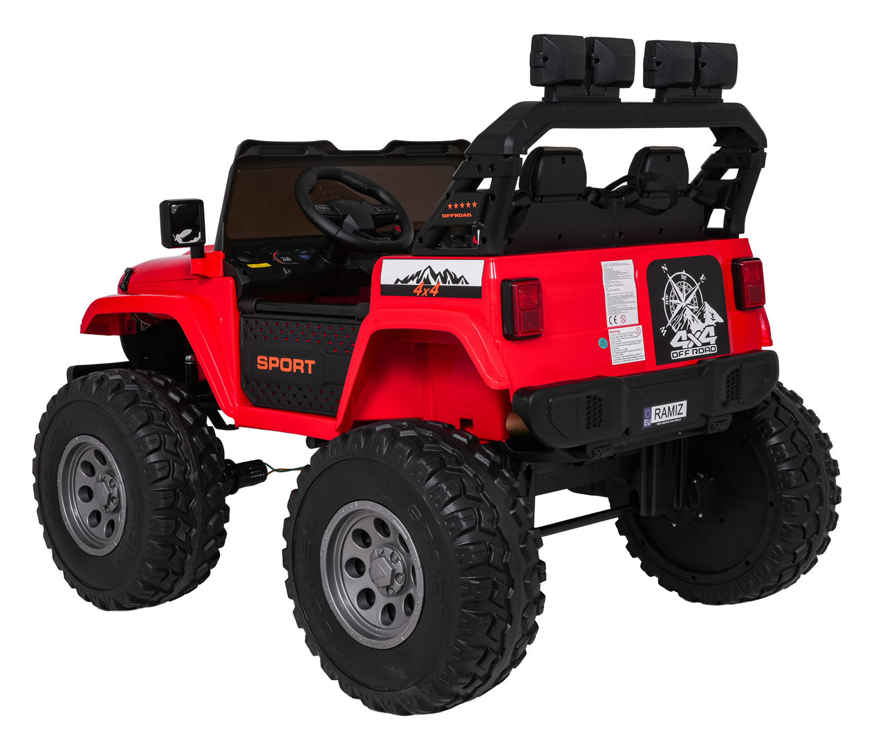 Auto na akumulator Extreme Sport 4x4 s podesivom dužinom vozila - dvosjed - crveni