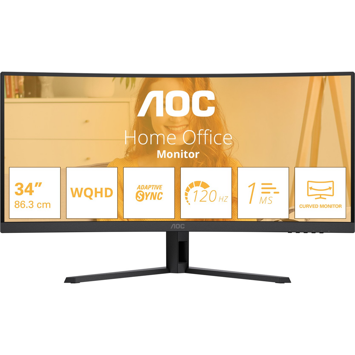 AOC B3 CU34B3E računalni monitor 86,4 cm (34") 3440 x 1440 pikseli Wide Quad HD LED Crno