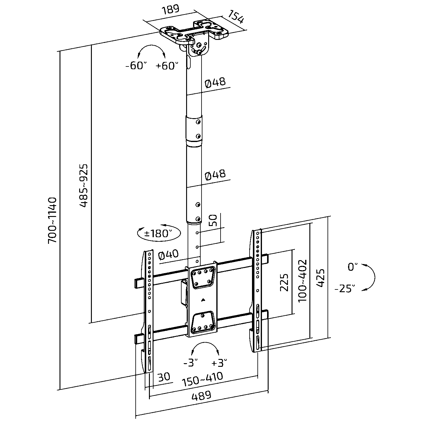 Superior Nosač za TV, stropni, 32-75, 60kg - 32-75 Extra Slim Ceiling-Mount