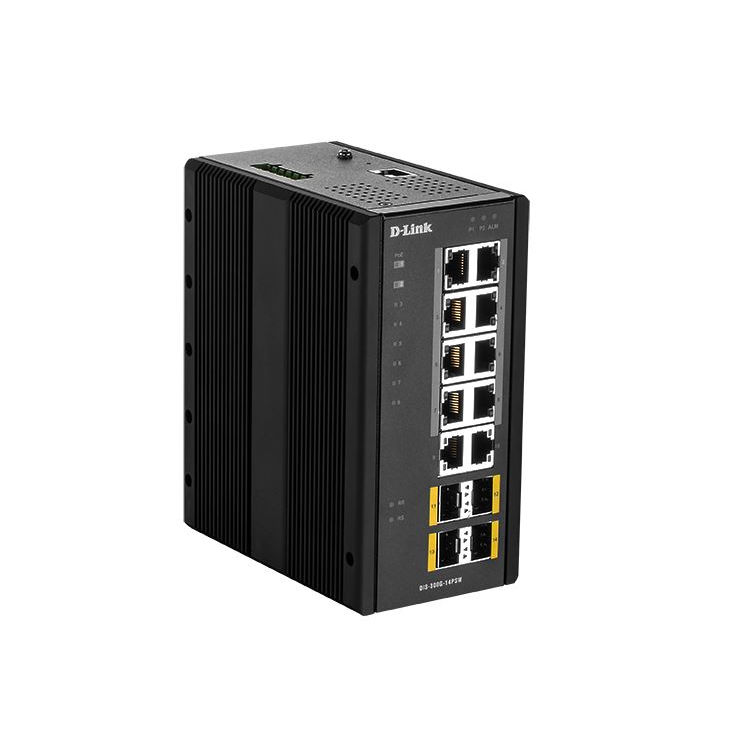 D-Link DIS‑300G‑14PSW Upravljano L2 Gigabit Ethernet (10/100/1000) Podrška za napajanje putem Etherneta (PoE) Crno