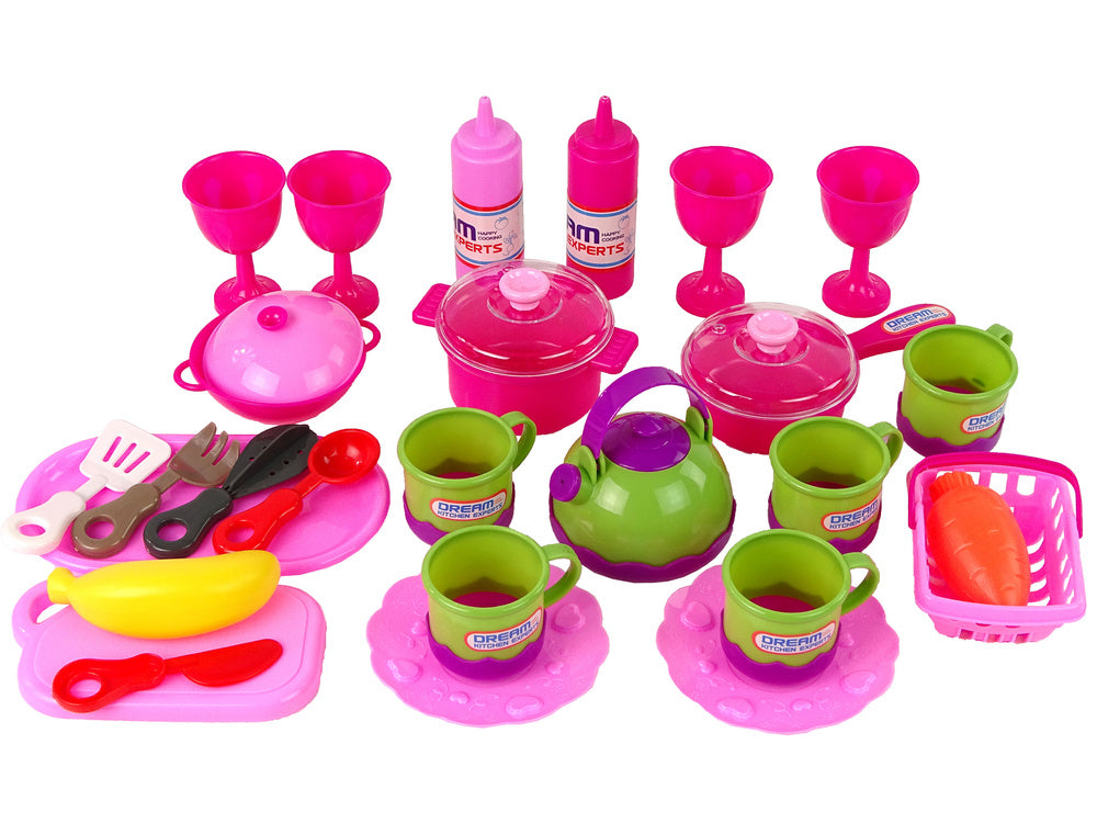 Veliki set kuhinjskog pribora u torbi - 31 element - rozi