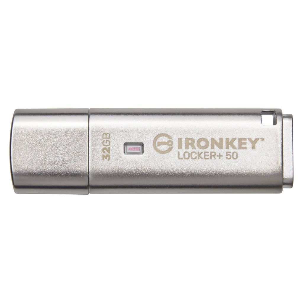 Kingston Technology IronKey Locker+ 50 USB izbrisivi memorijski pogon 32 GB USB Tip-A 3.2 Gen 1 (3.1 Gen 1) Srebro