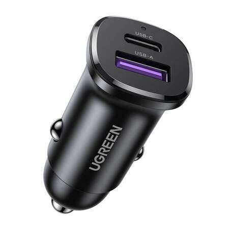 Ugreen Ladowarka samochodowa EC305 USB-C + USB, 30W (czarna) Pametni telefon, Tablet Crno Upaljač za cigare Automatski