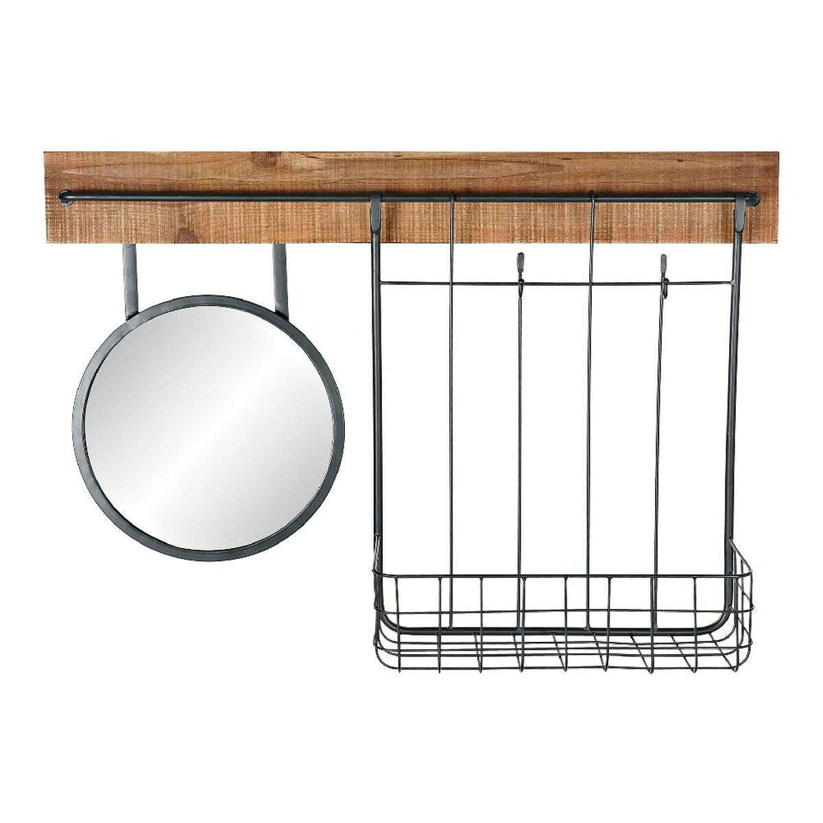 Zidno ogledalo DKD Home Decor Crna Metal Jela Ogledalo (80 x 15 x 20 cm)