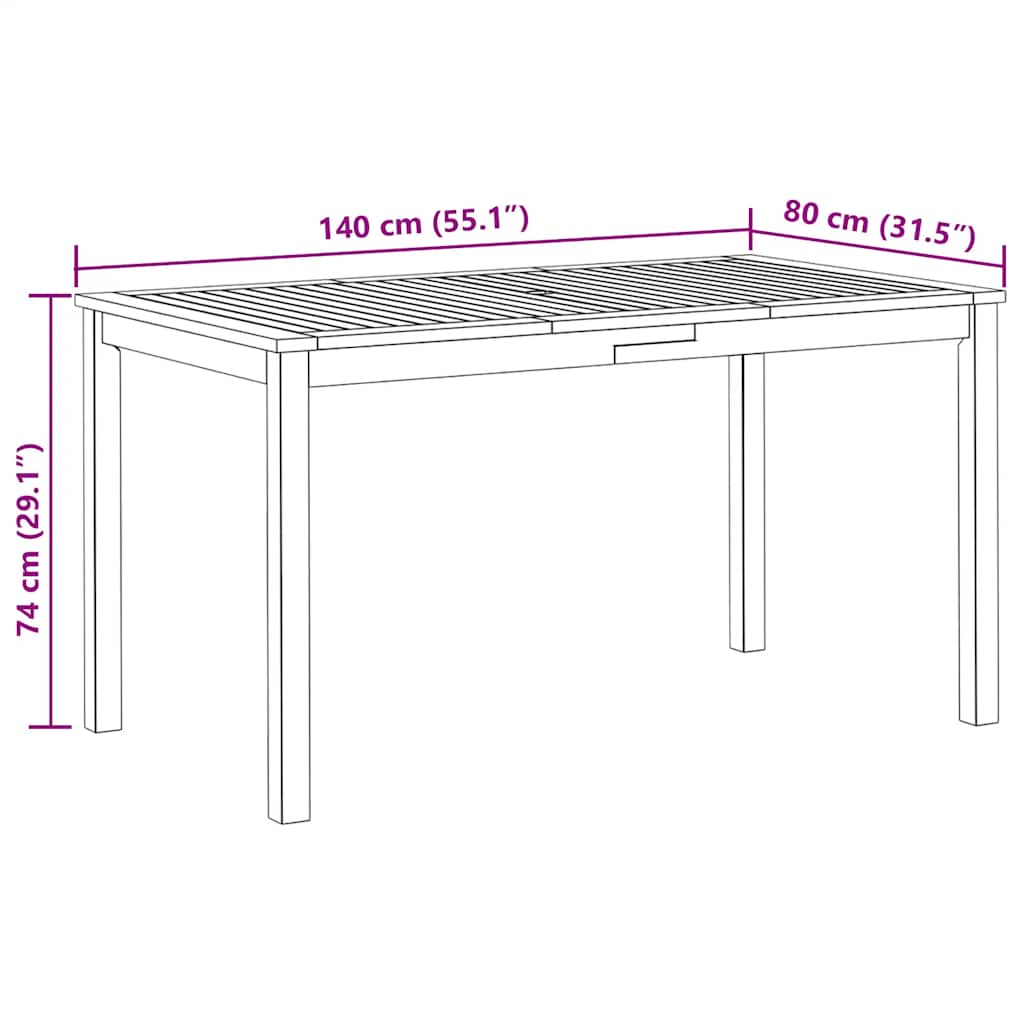 Vrtni stol 140 x 80 x 74 cm od masivnog bagremovog drva