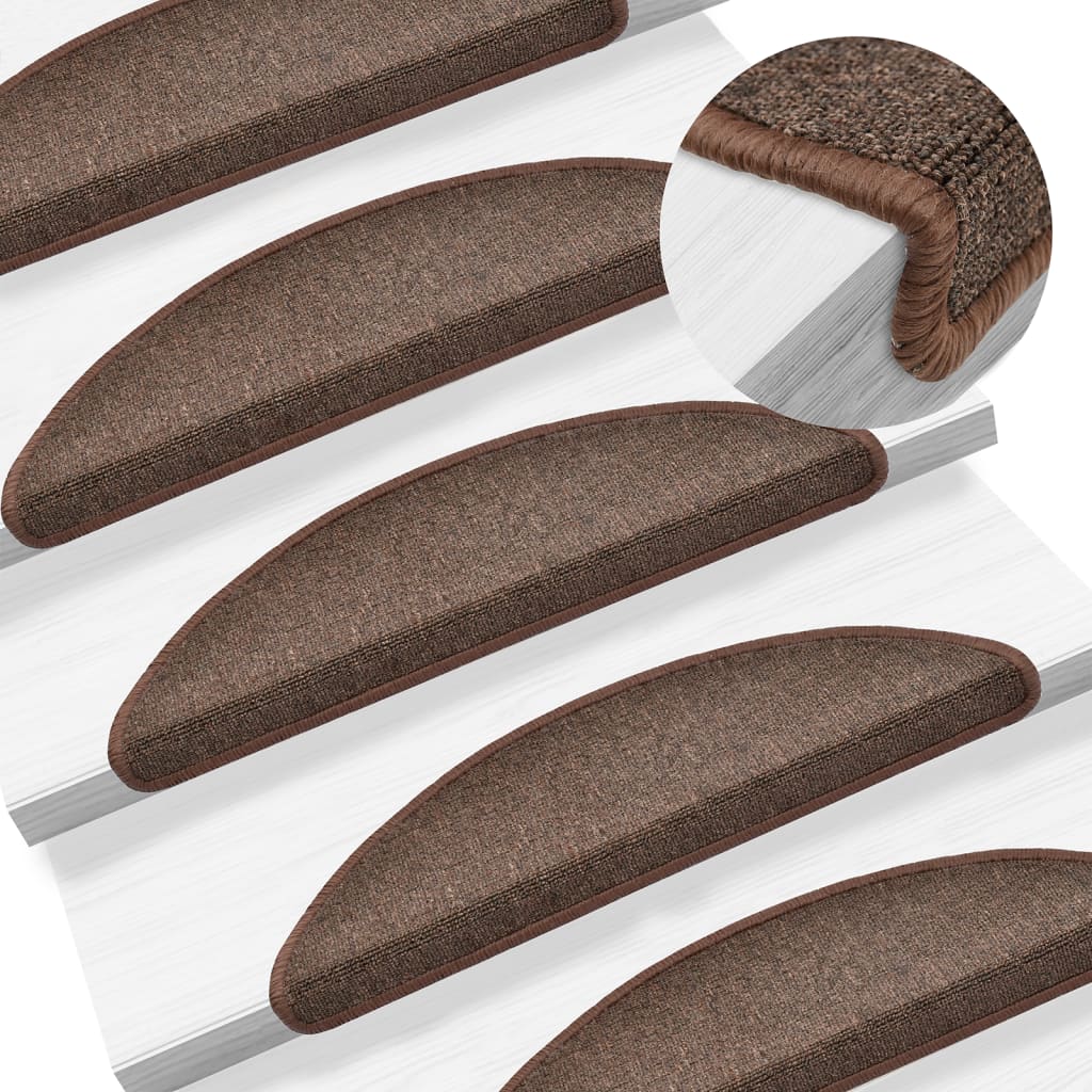 Prostirke za stepenice 15 kom 56x17x3 cm boje kave, poluokrugle