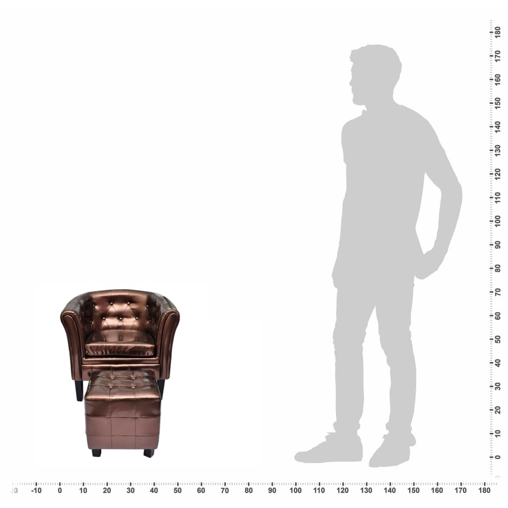 Fotelja od umjetne kože s osloncem za noge smeđa