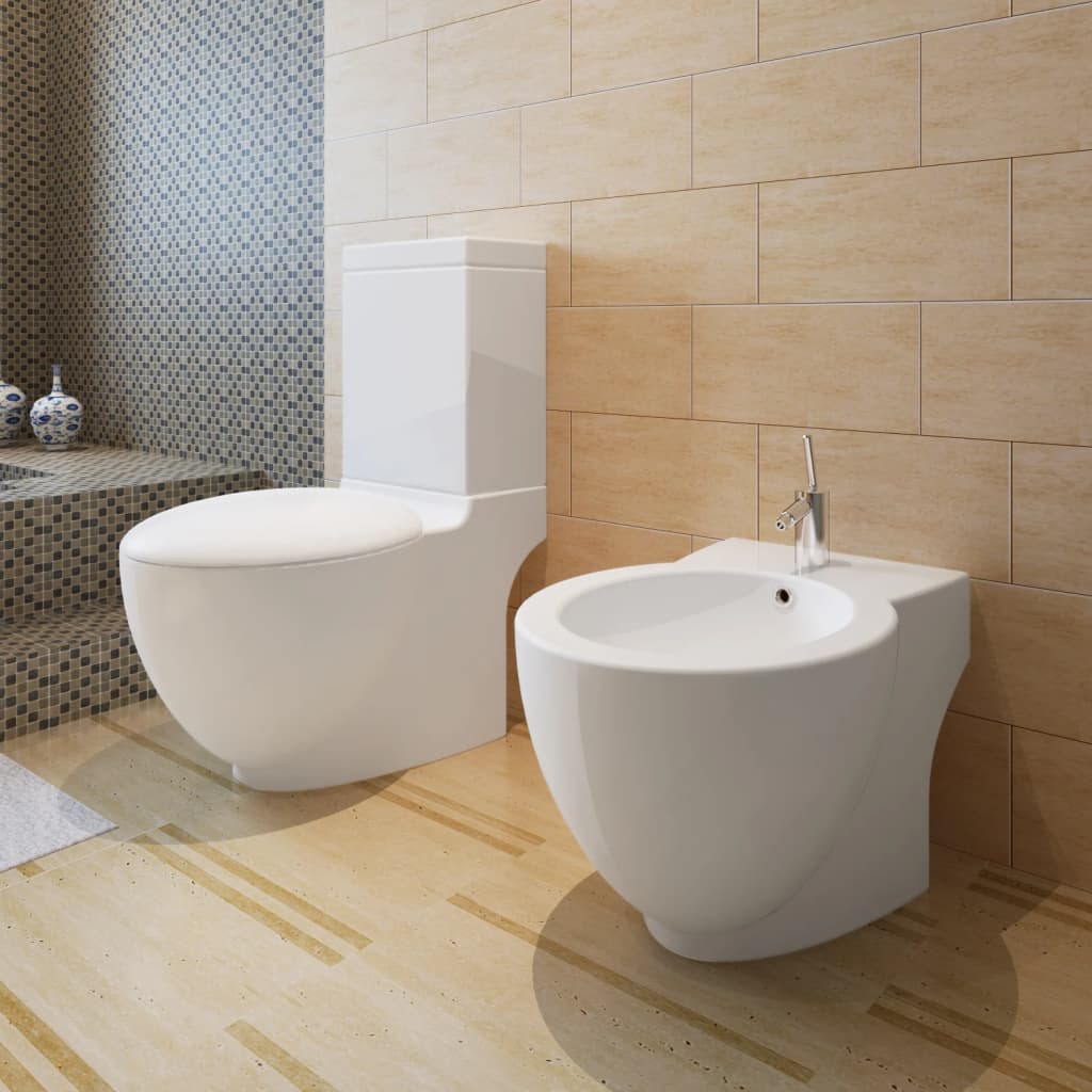 Set toaletne školjke i bidea bijeli keramički