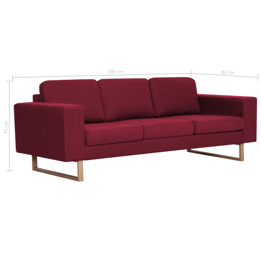 2-dijelni set sofa od tkanine crvena boja vina