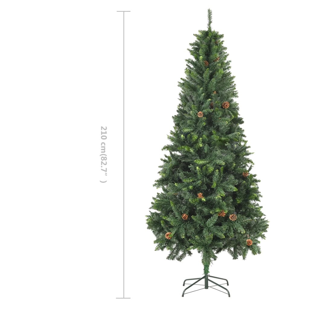 Umjetno božićno drvce sa šiškama zeleno 210 cm