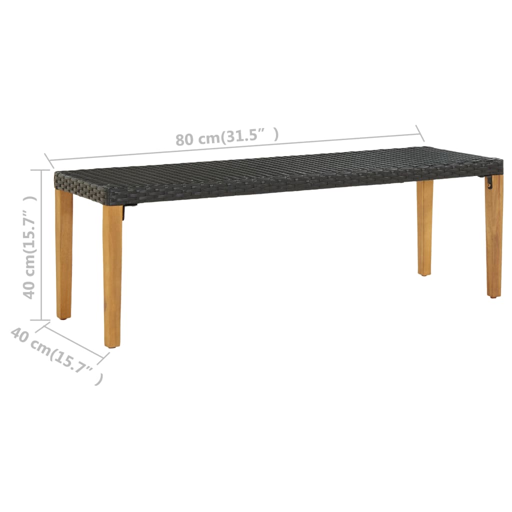 Vrtna klupa od poliratana 80 cm crna