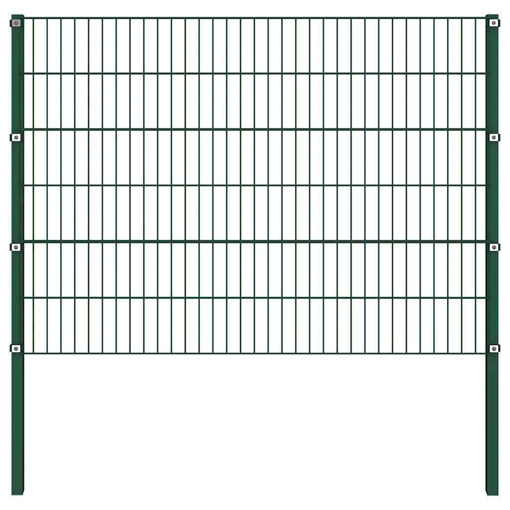 Ogradni panel sa stupovima od željeza 349x120 cm zeleni