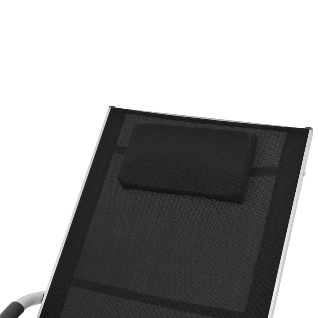 Ležaljka za sunčanje s jastukom od aluminija i tekstilena crna