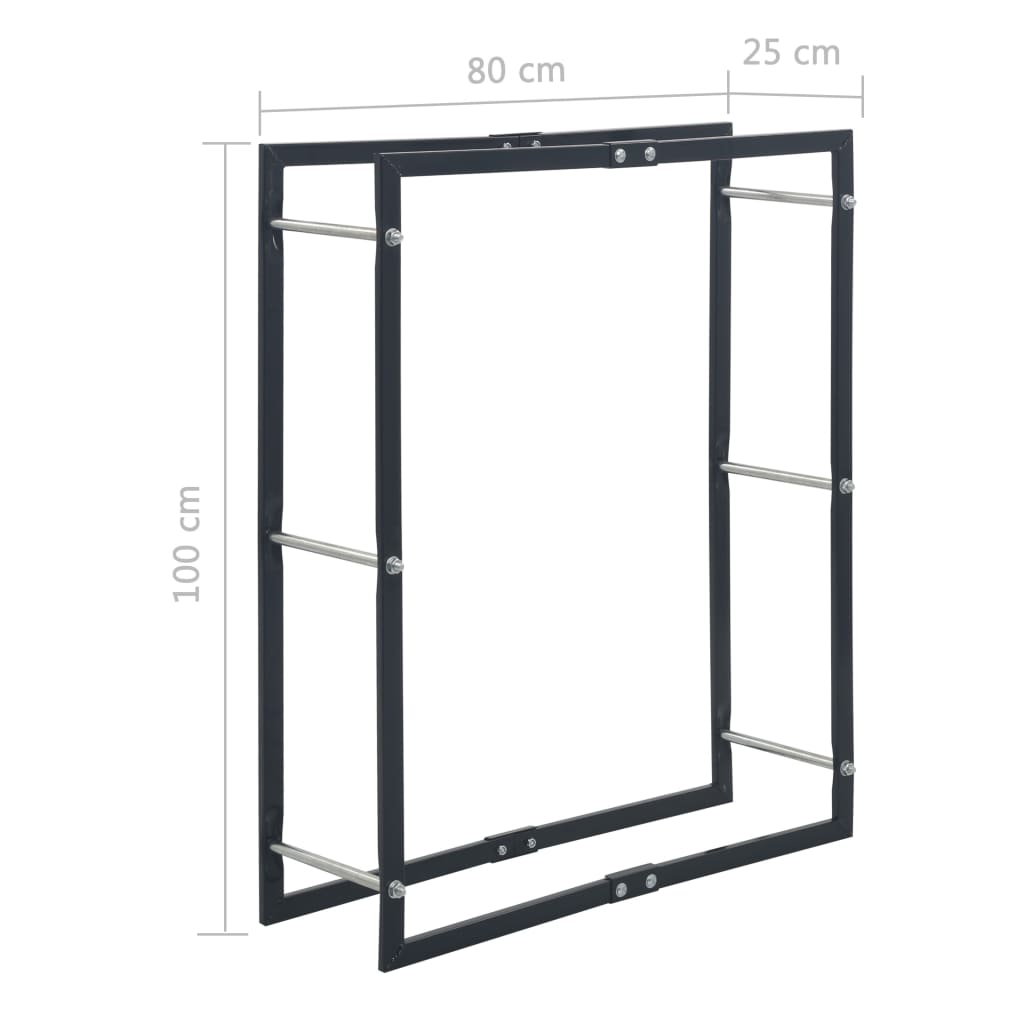 Stalak za drva za ogrjev crni 80 x 25 x 100 cm čelični