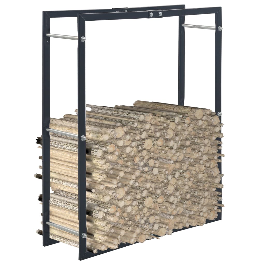 Stalak za drva za ogrjev crni 80 x 25 x 100 cm čelični