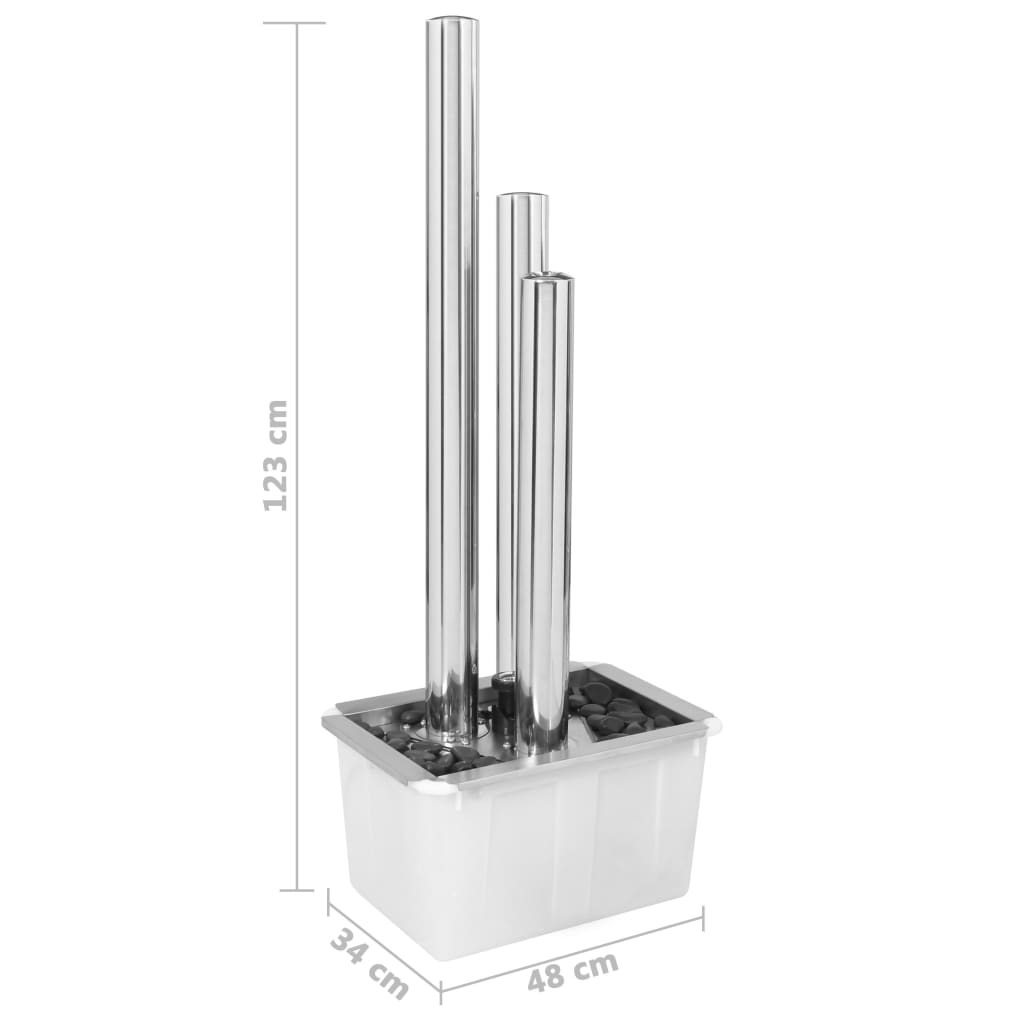 Vrtna fontana srebrna 48 x 34 x 123 cm od nehrđajućeg čelika