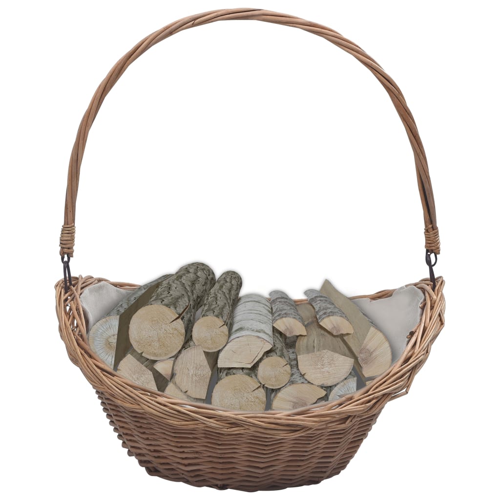 Košara za drva za ogrjev s ručkom 57x46,5x52 cm Smeđa vrba