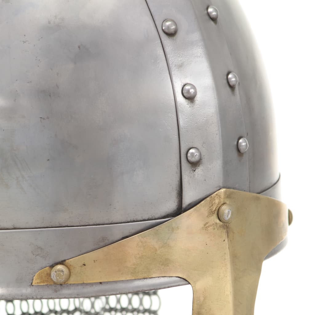 Replika križarske viteške kacige za LARP srebrna čelična