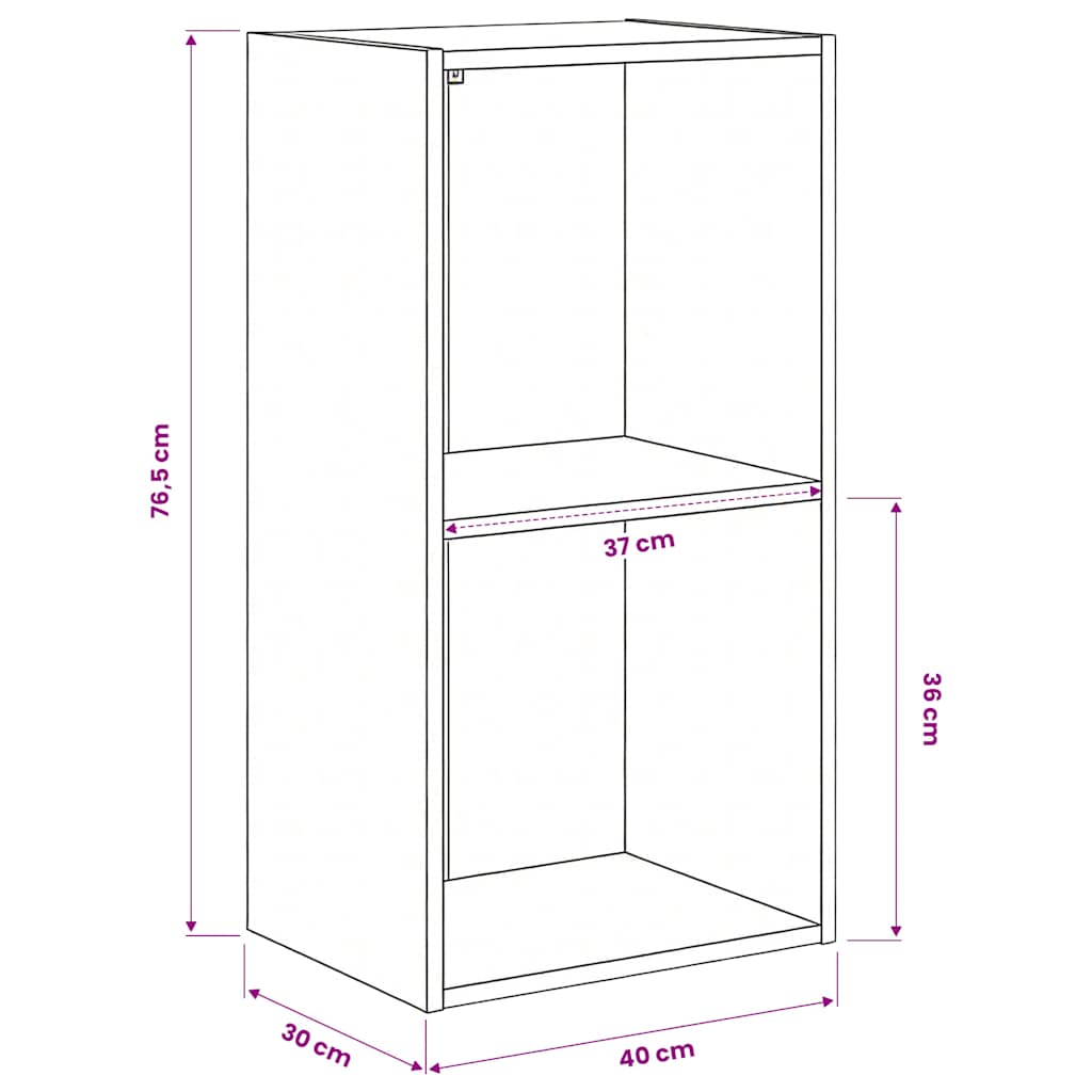 Ormarić za knjige s 2 razine boja hrasta 40x30x76,5 cm drveni