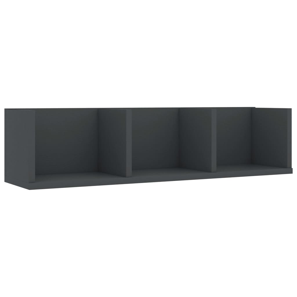 Zidna polica za CD-ove siva 75 x 18 x 18 cm konstruirano drvo