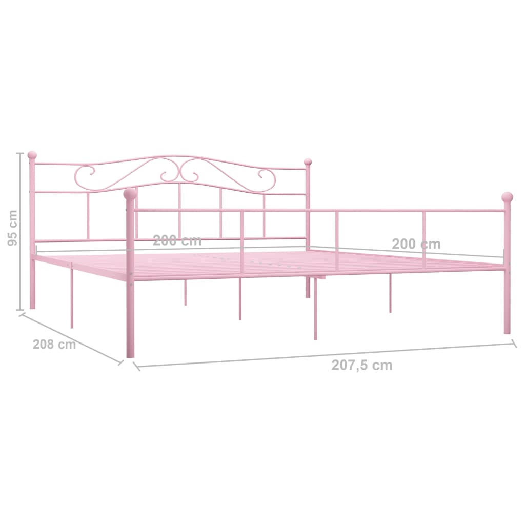 Okvir za krevet ružičasti metalni 200 x 200 cm