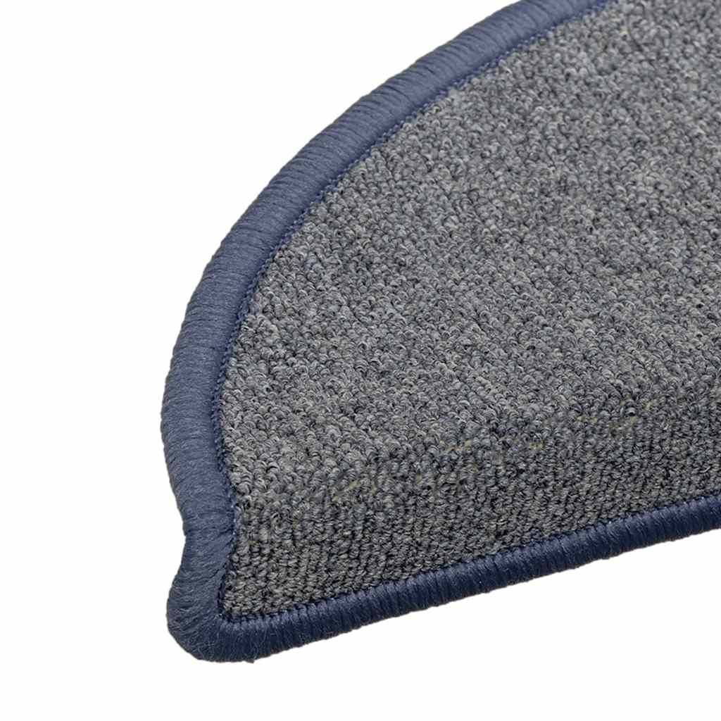 Prostirke za stepenice 15 kom 56x17x3 cm svijetlo sive i plave poluokrugle