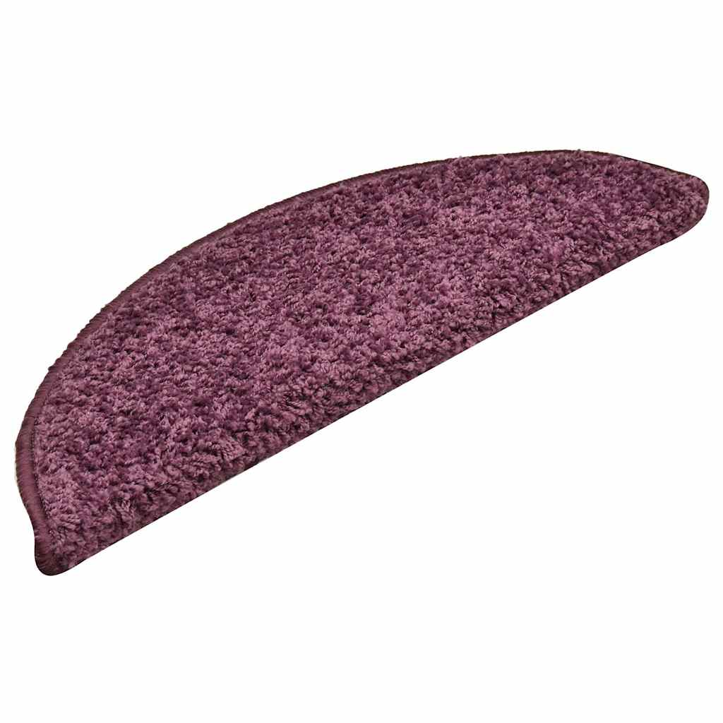 Prostirke za stepenice 15 kom 56x17x3 cm tamnoljubičaste poluokrugle