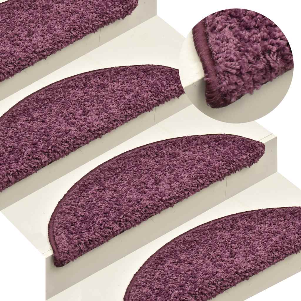 Prostirke za stepenice 15 kom 56x17x3 cm tamnoljubičaste poluokrugle