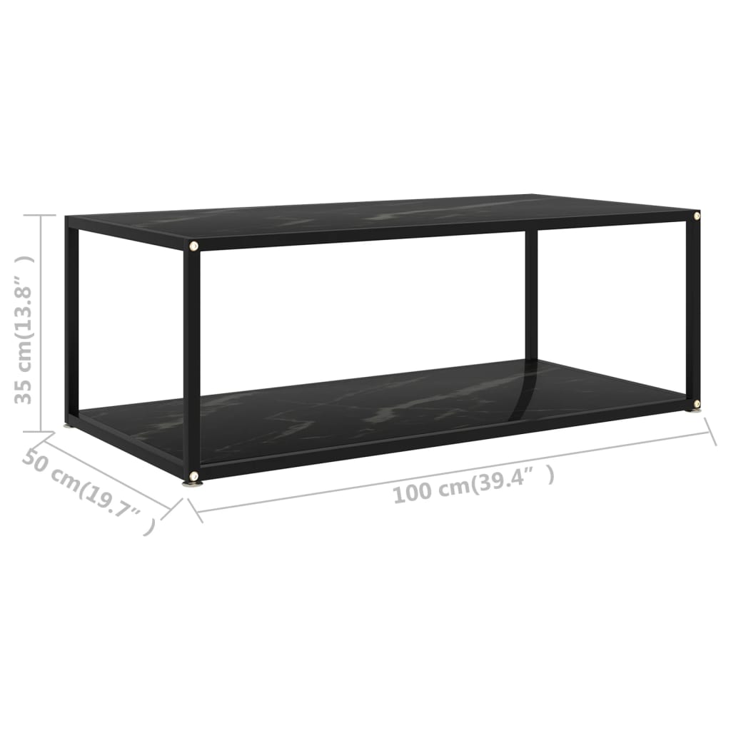 Stolić za kavu crni 100 x 50 x 35 cm od kaljenog stakla