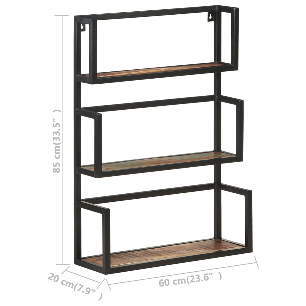 Zidna polica 60 x 20 x 85 cm od masivnog obnovljenog drva