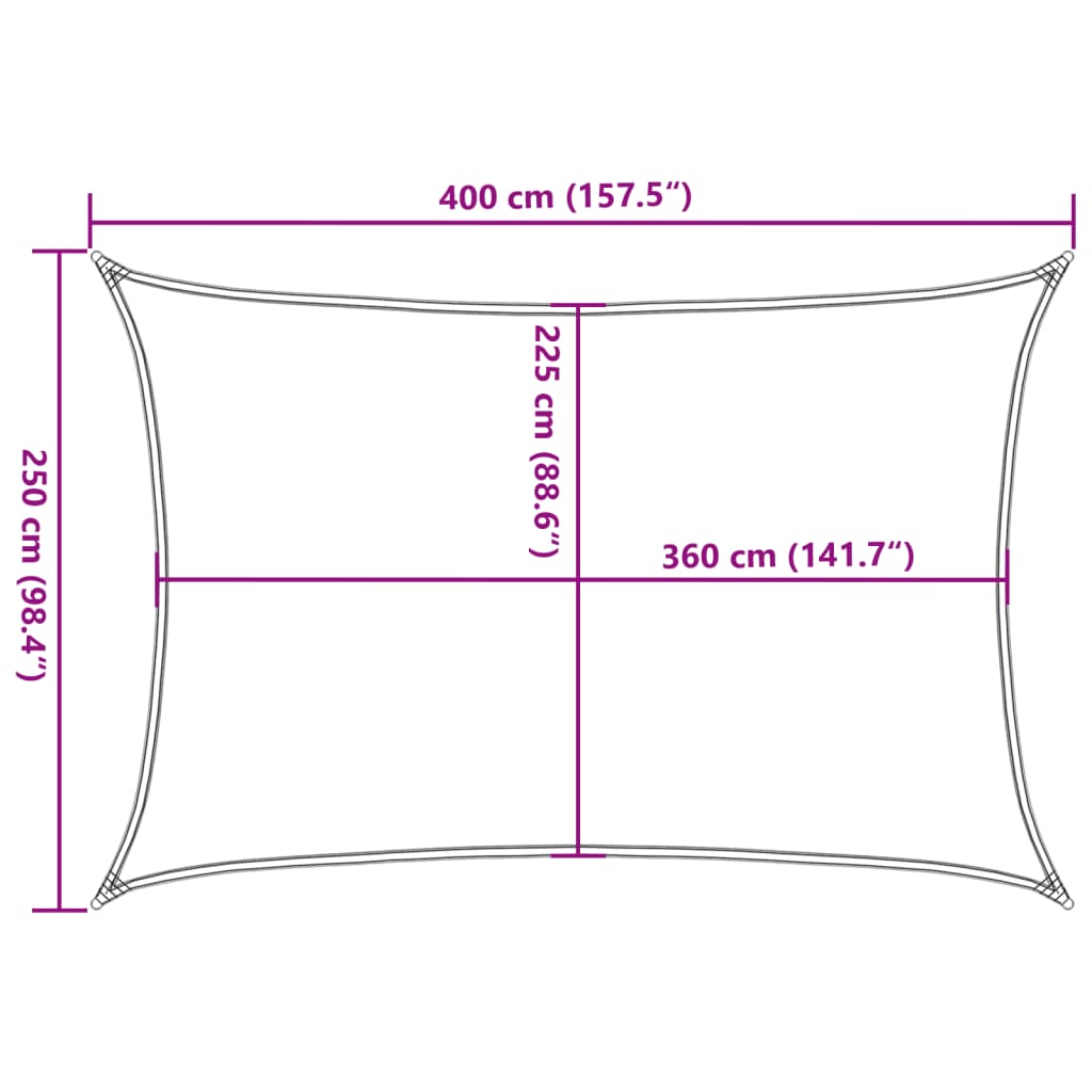 Jedro za zaštitu od sunca 160 g/m² narančasto 2,5 x 4 m HDPE