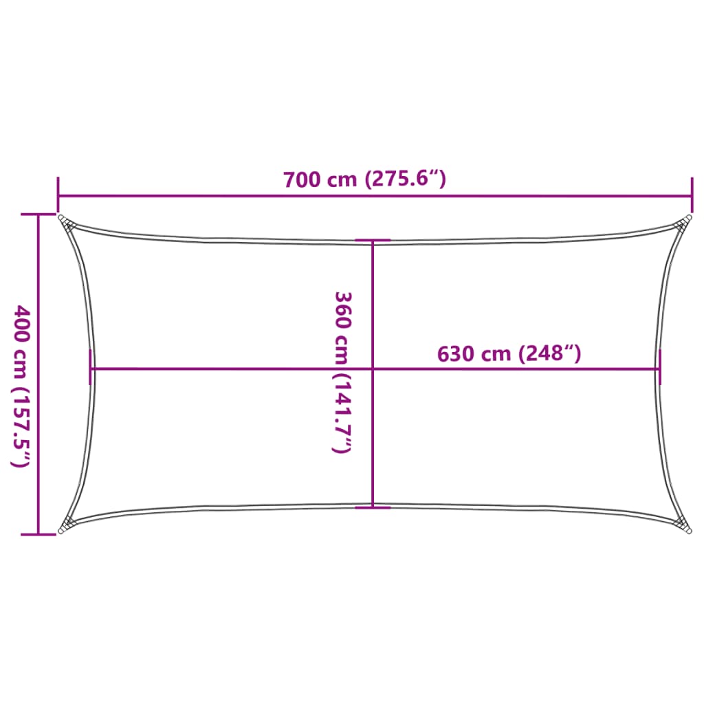 Jedro za zaštitu od sunca 160 g/m² crno 4 x 7 m HDPE