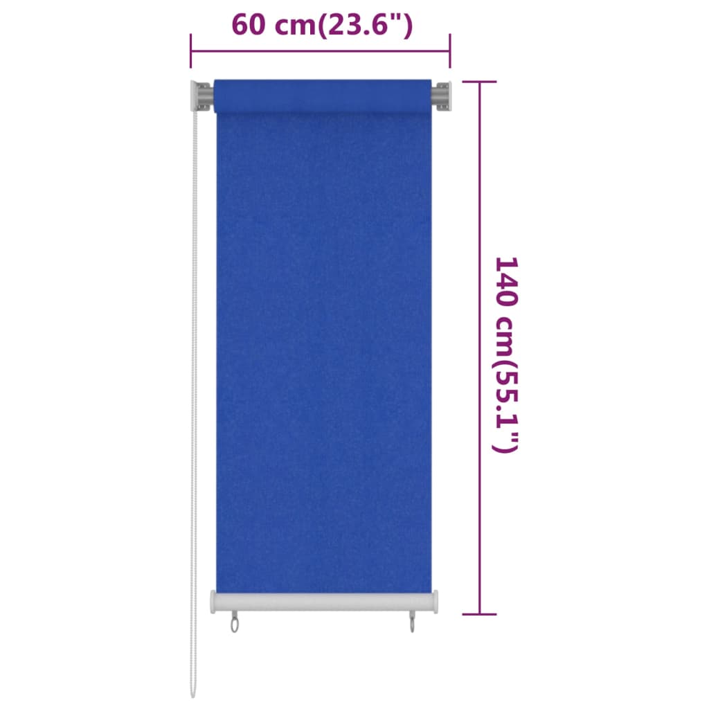 Vanjska roleta za zamračivanje 60 x 140 cm plava HDPE