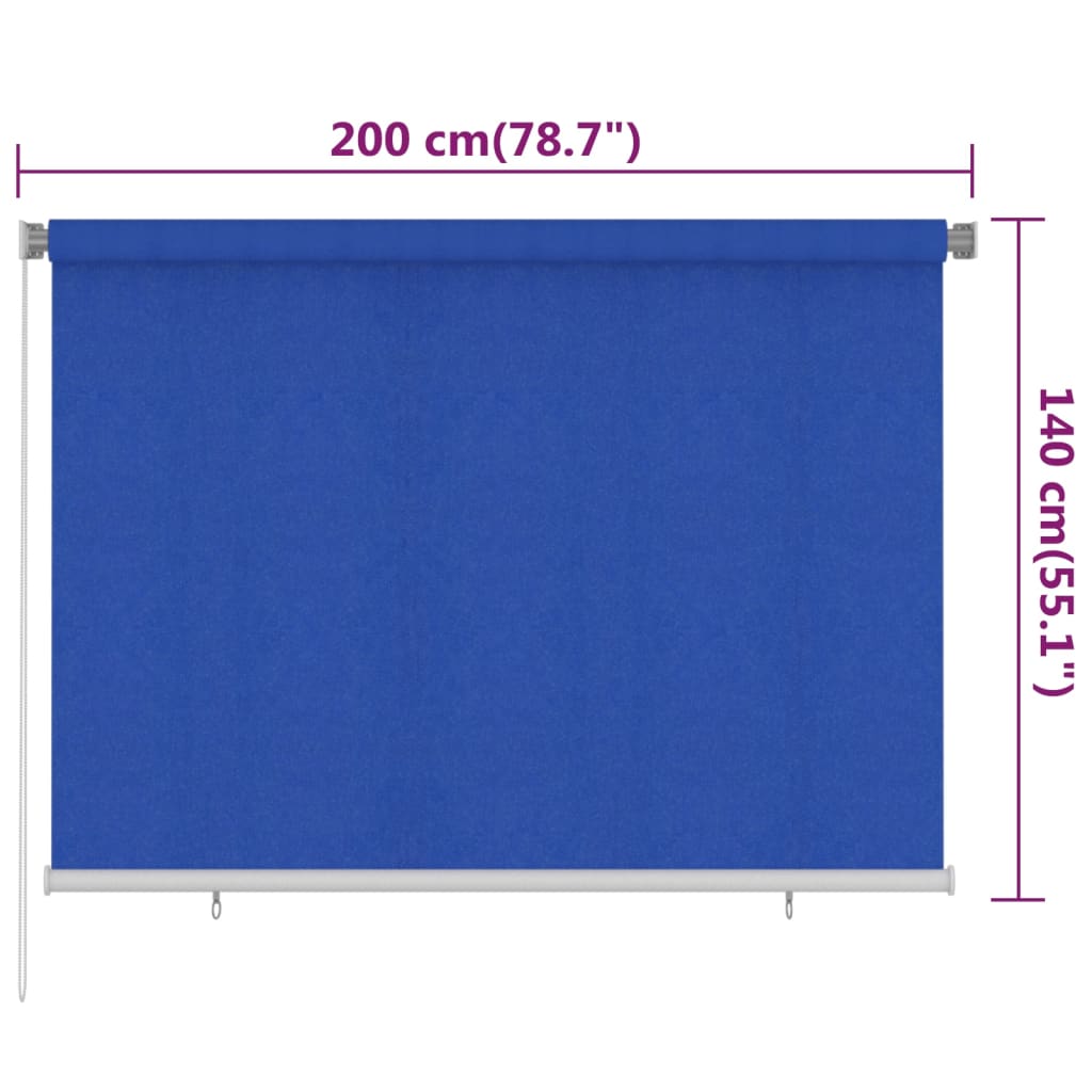 Vanjska roleta za zamračivanje 200 x 140 cm plava HDPE