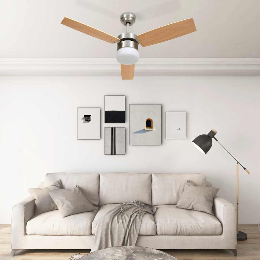 Stropni ventilator sa svjetlom i daljinskim 108 cm svjetlosmeđi