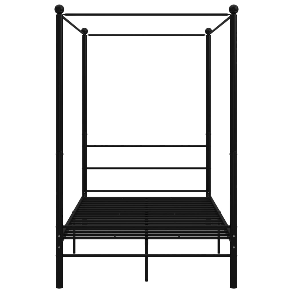 Okvir za krevet s nadstrešnicom crni metalni 120 x 200 cm