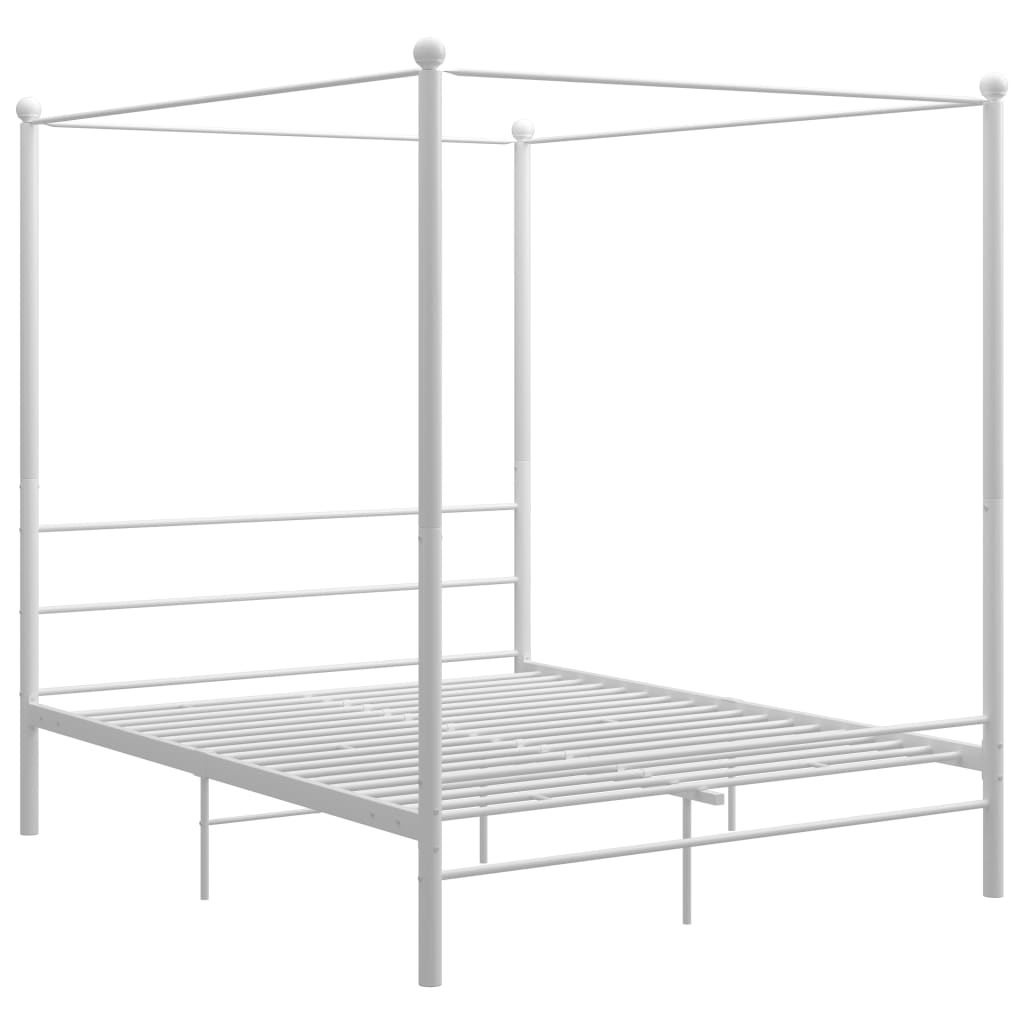 Okvir za krevet s nadstrešnicom bijeli metalni 160 x 200 cm