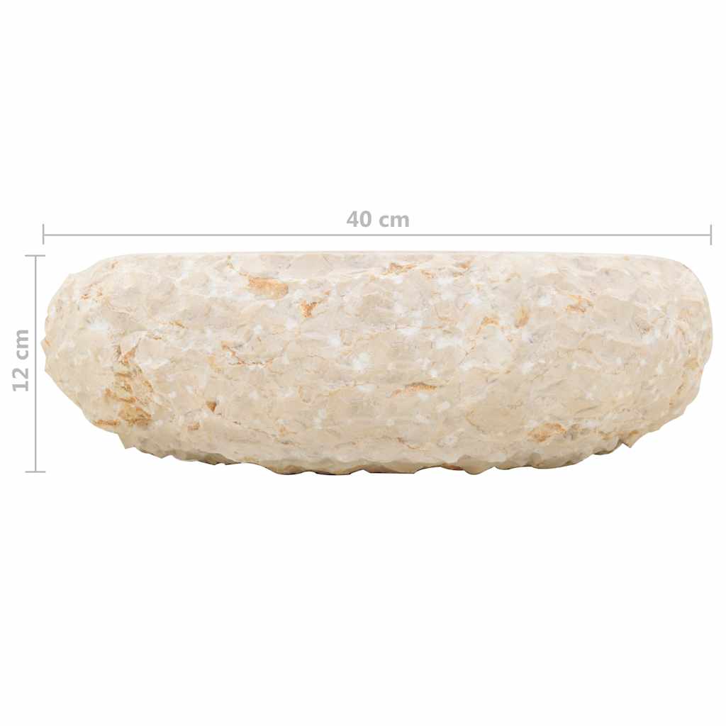 Kupaonski ormarić od tikovine s krem mramornim umivaonikom