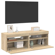 TV ormarići s LED svjetlima 2 kom boja hrasta 60 x 35 x 40 cm