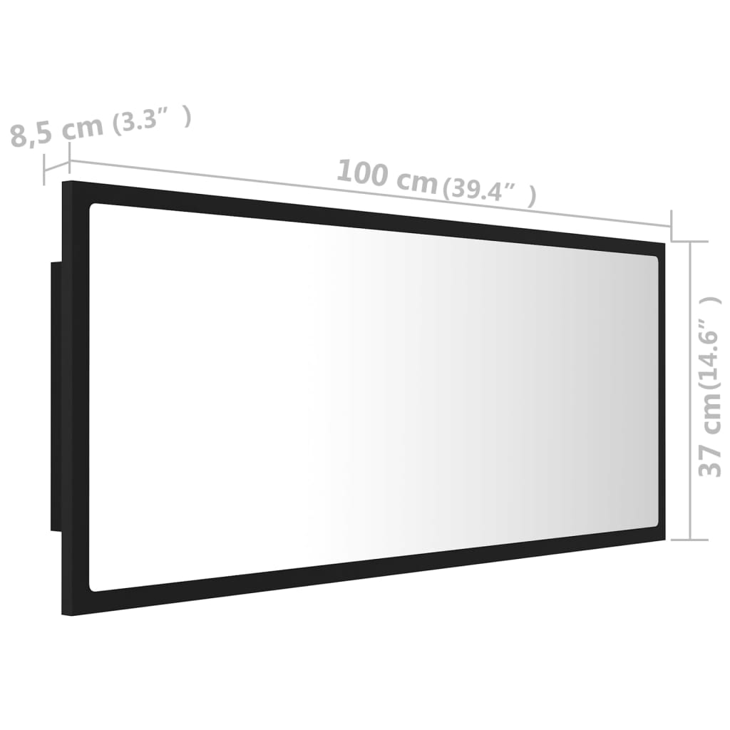 LED kupaonsko ogledalo crno 100x8,5x37 cm akrilno