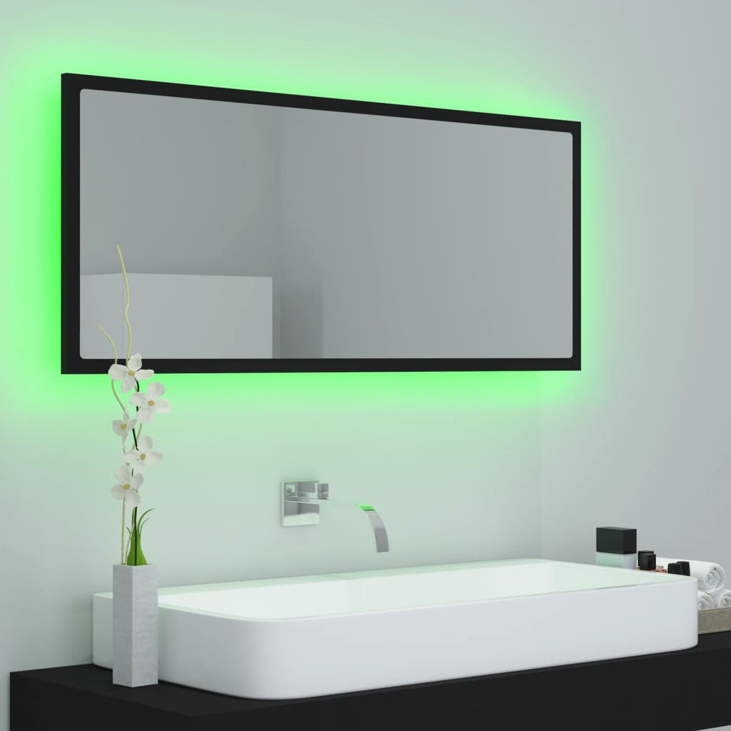 LED kupaonsko ogledalo crno 100x8,5x37 cm akrilno