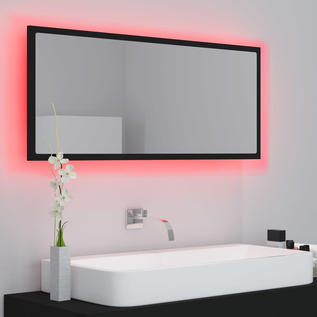 LED kupaonsko ogledalo crno 100x8,5x37 cm akrilno