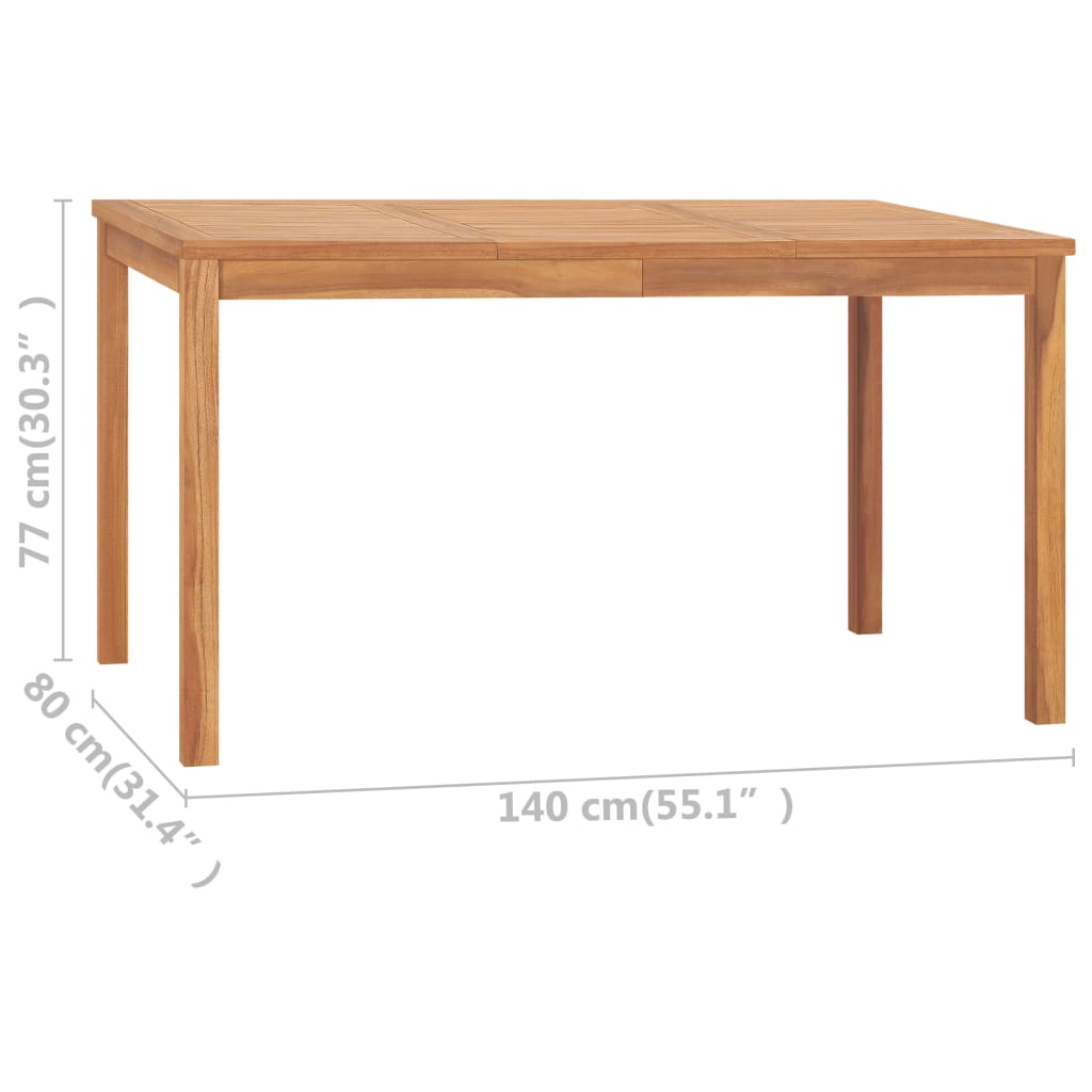 Vrtni blagovaonski set od 5 dijelova 140 x 80 cm masivno tikovino drvo
