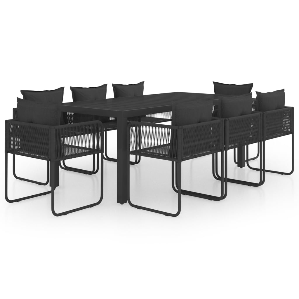 9-dijelni vrtni blagovaonski set od PVC ratana crni