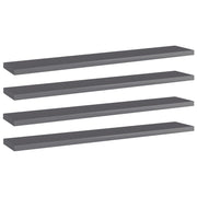 Police za knjige 4 kom visoki sjaj sive 60x10x1,5 cm od iverice