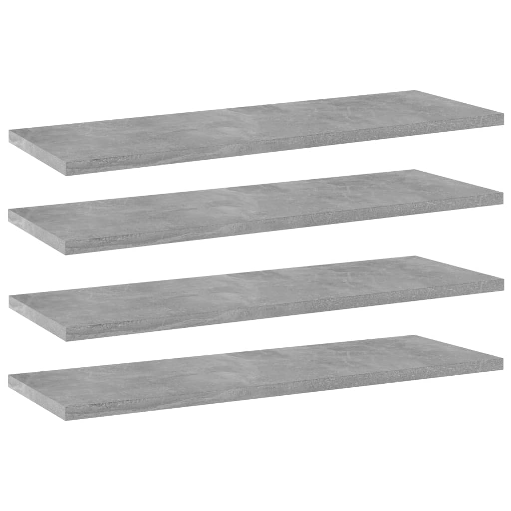 Police za knjige 4 kom siva boja betona 60x20x1,5 cm od iverice