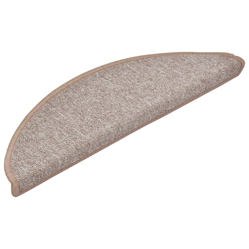 Prostirke za stepenice 10 kom 56x17x3 cm svijetlosmeđe poluokrugle