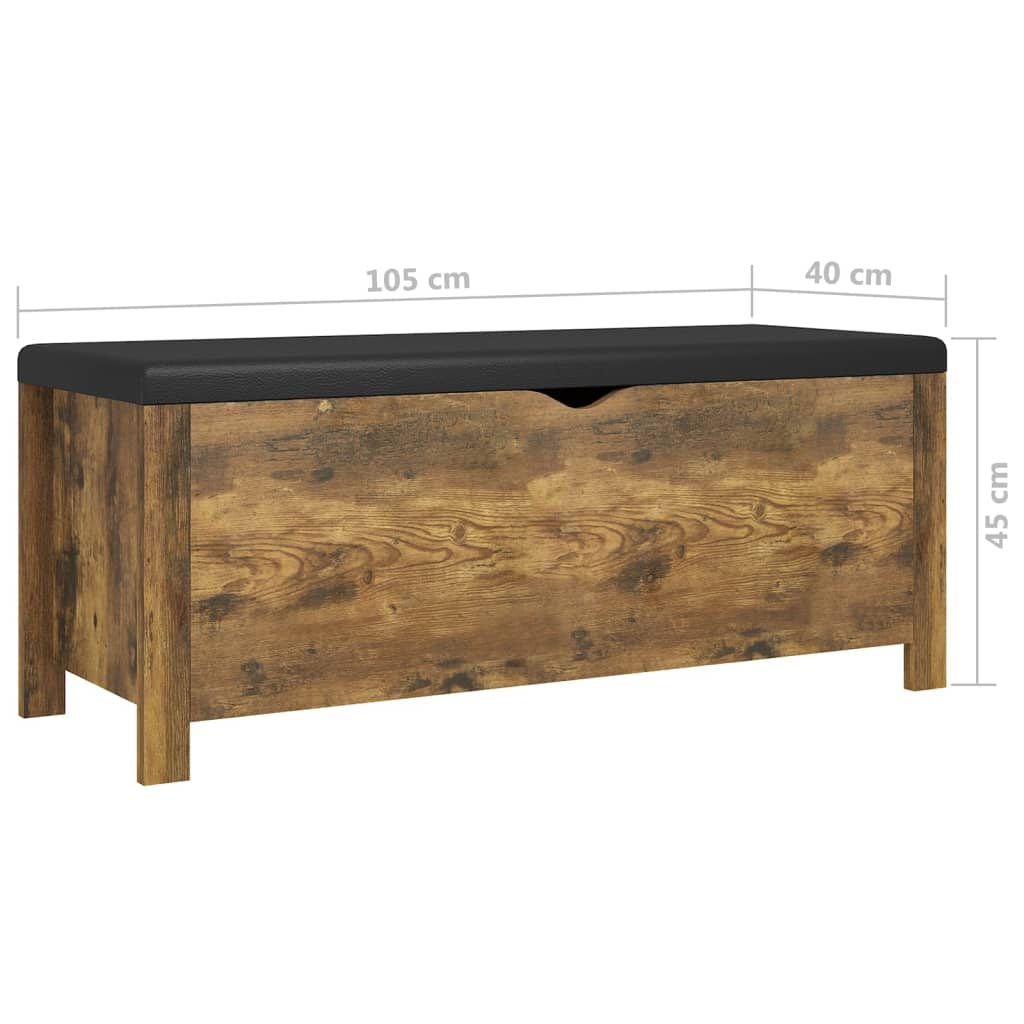 Kutija za pohranu s jastukom boja hrasta 105x40x45 cm drvena